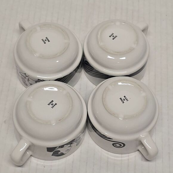Set of Four Art Deco Flapper and Mustached Man Demitasse Cups and Saucers BRAZIL - Picture 5 of 9